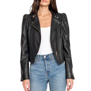 LAMARQUE Kaia Puff-sleeve Leather Jacket In Black Size: XS
